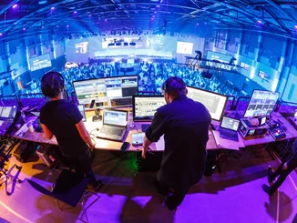 View of The Studio in the Europa-Park Confertainment Centre from the FOH area of the event technology department.