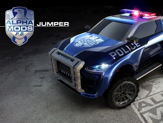Une grande voiture de police animée d’Alpha Mods P.D.