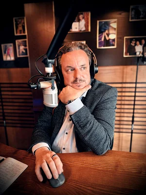 Michael Mack recording his podcast ‘The World Beyond’.