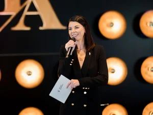 Katja Mack gives a speech at the official opening of the TALENT ACADEMY Europa-Park.