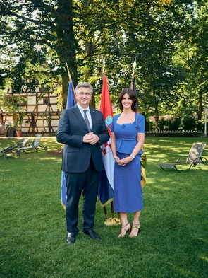 Miriam Mack with Croatian Prime Minister Andrej Plenković.