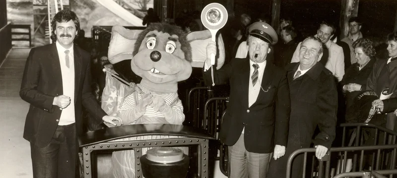 The Mack family at the opening of the Alpine Express ‘Enzian’ in 1984 at Europa-Park in Rust.