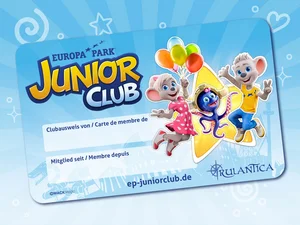 The free JUNIOR CLUB membership card to collect stars at Europa-Park from the front.