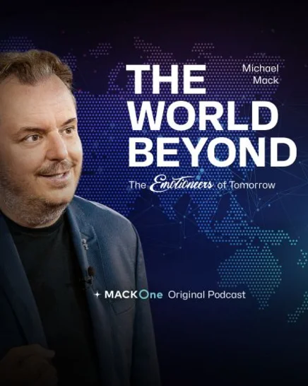 Key visual for the podcast ‘The World Beyond - Michael Mack and his Emotioneers of Tomorrow’.