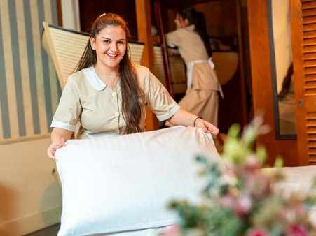 Two housekeeping employees at the hotels of the Europa-Park Resort.