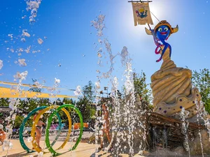 Snorri, the mascot of Rulantica water world, can be spotted at Snorri Strand.