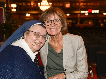 Marianne Mack with volunteer speaker Sister Teresa Zukic.
