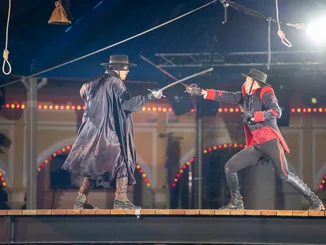 The horse and acrobatics show The Legend of Zorro in the Spanish themed area of Europa-Park.