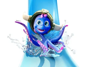 Snorri on a water slide