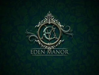 Eden Manor logo The words 'Eden Manor' on a dark green background.