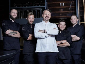 The team at ‘Ammolite – House of Light’ with Michelin-starred chef Peter Hagen-Wiest.