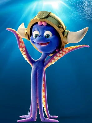 Sixtopus Snorri poses as Rulantica's popular mascot.