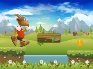 Böckli, the mascot of the Swiss themed area at Europa-Park, jumps over tree trunks and collects cheese in the online game ‘Cheese Hunt’.