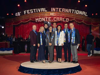 Katja Mack at the Monte Carlo International Circus Festival, together with the performers.