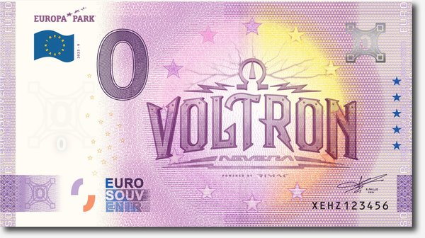 Europa-Park Souvenir-Euro-Schein mit Voltron Nevera Print