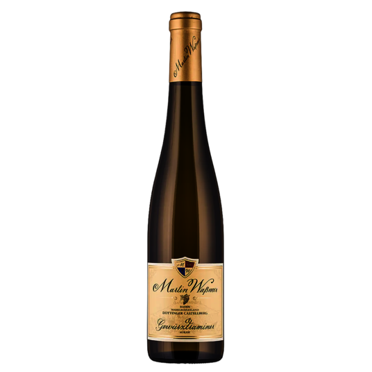 A bottle of 'Dottinger Castellberg Gewürztraminer Auslese' wine