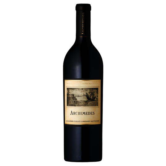 A bottle of 'Archimedes Cabernet Sauvignon' wine