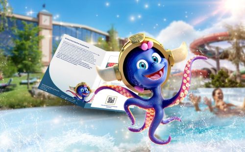 Snorri presents the entry ticket for the Rulantica Water World.