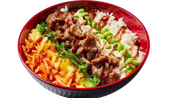 Eine köstliche Bowl mit Beef Teryaki in der Coca-Cola Sportsbar im Europa-Park. 