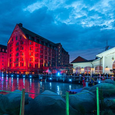 The lake at hotel 'Krønasår', illuminated in the early evening.